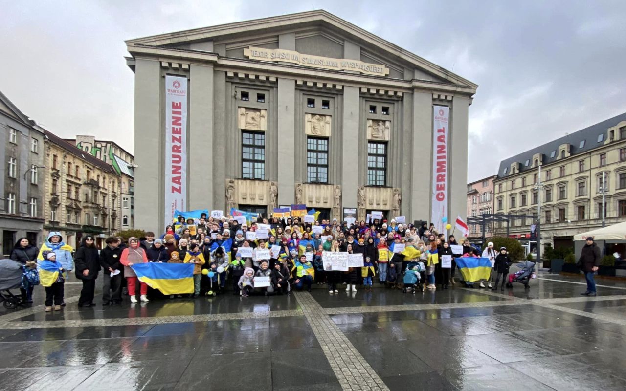 Katowice w pierwszą rocznicę zbrodniczej napaści Rosji na Ukrainę